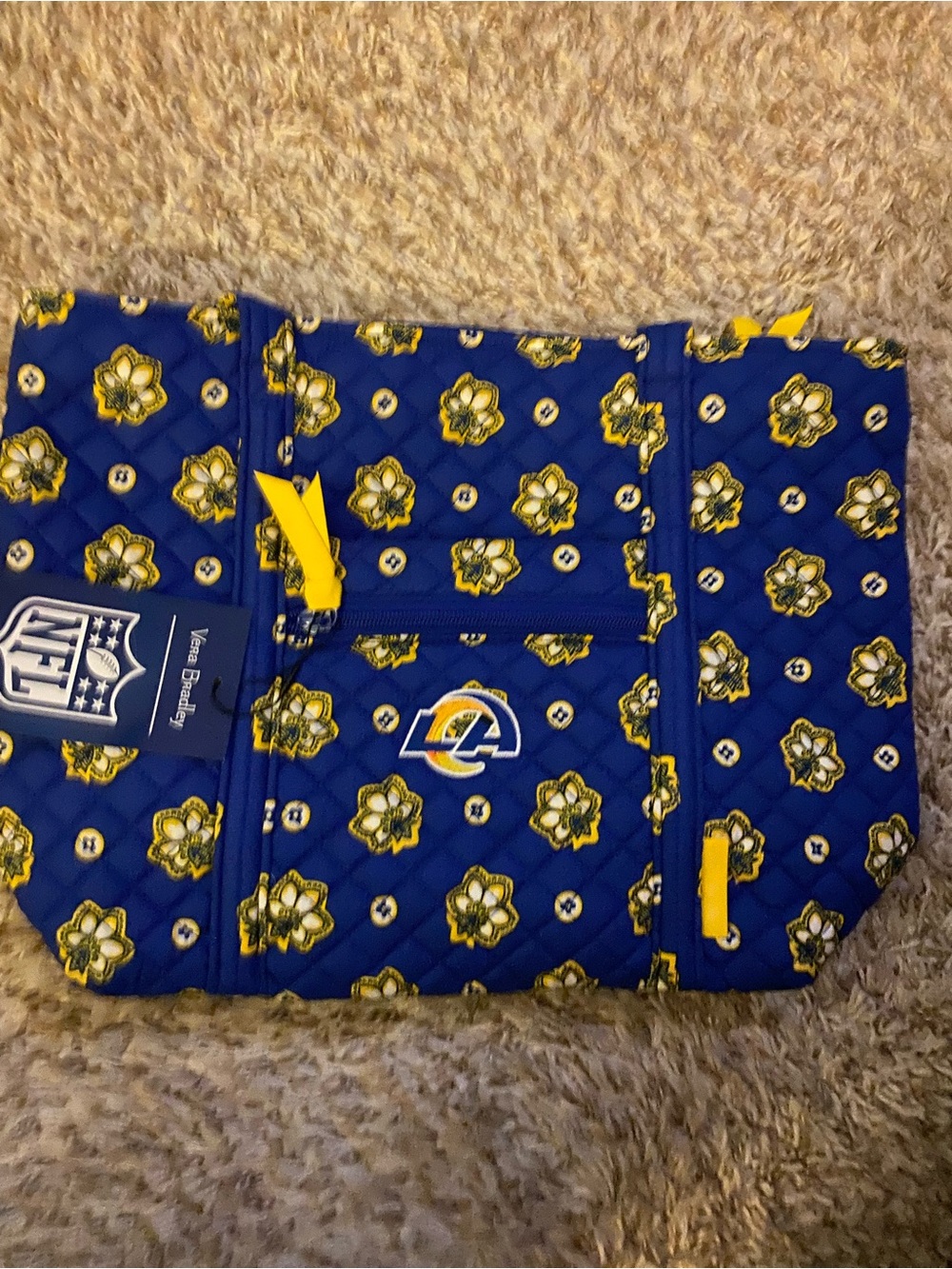 Vera Bradley Royal Blue and Yellow Quilted Shoulder Bag with LA Logo